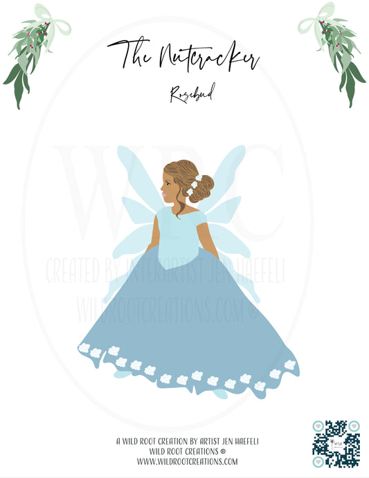 The Blue Rosebud from the Wild Root Creations Nutcracker Paper Doll Series