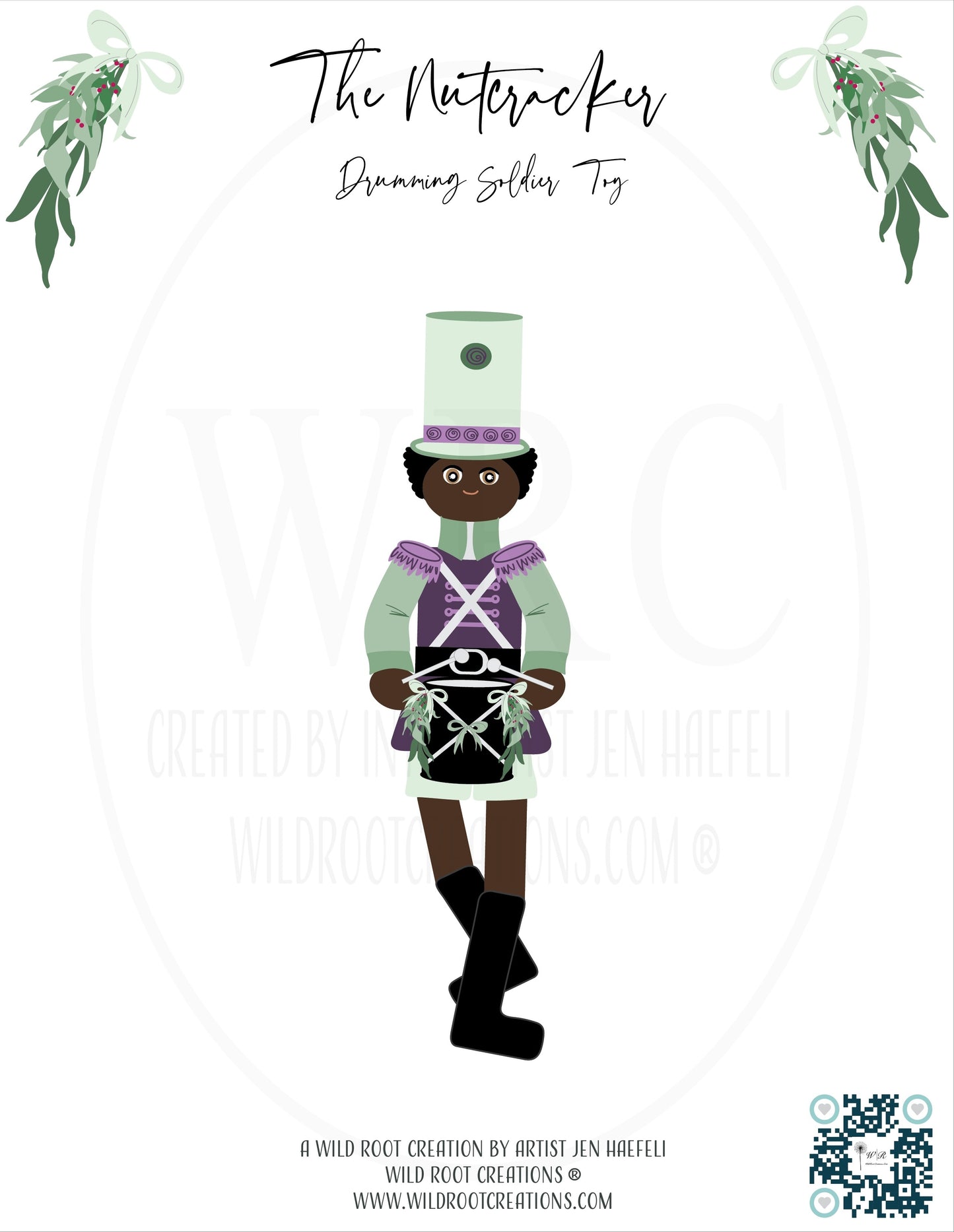 The Drumming Soldier Toy from the Wild Root Creations Nutcracker Paper Doll Series