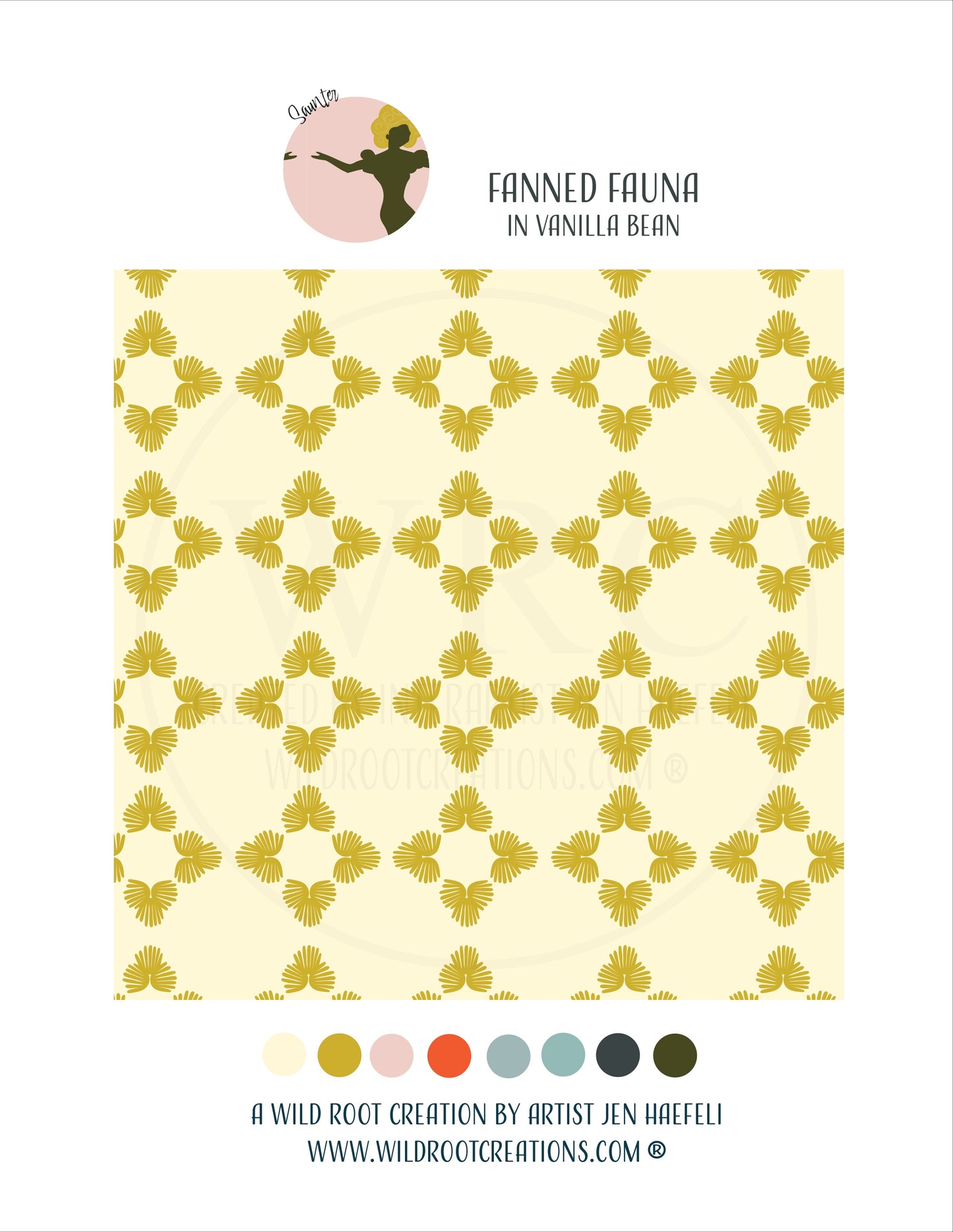 Saunter: Fanned Fauna in Vanilla Bean Repeat Pattern