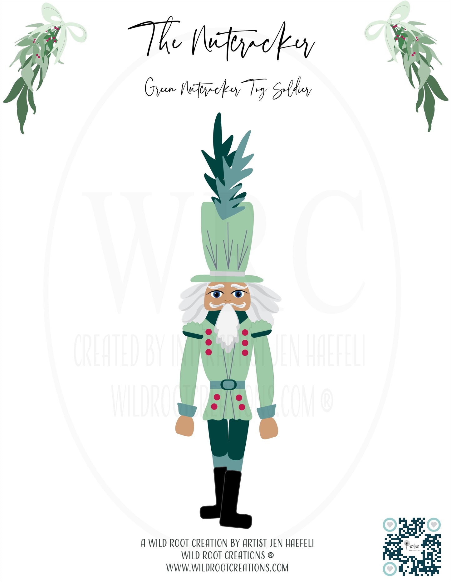 The Green Nutcracker from the Wild Root Creations Nutcracker Paper Doll Series