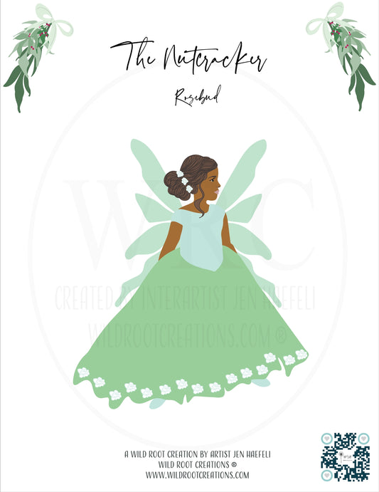 The Green Rosebud from the Wild Root Creations Nutcracker Paper Doll Series