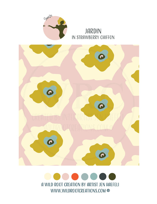 Saunter: Jardin in Strawberry Chiffon Repeat Pattern