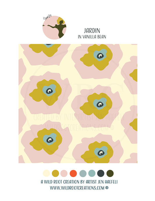 Saunter: Jardin in Vanilla Bean Repeat Pattern