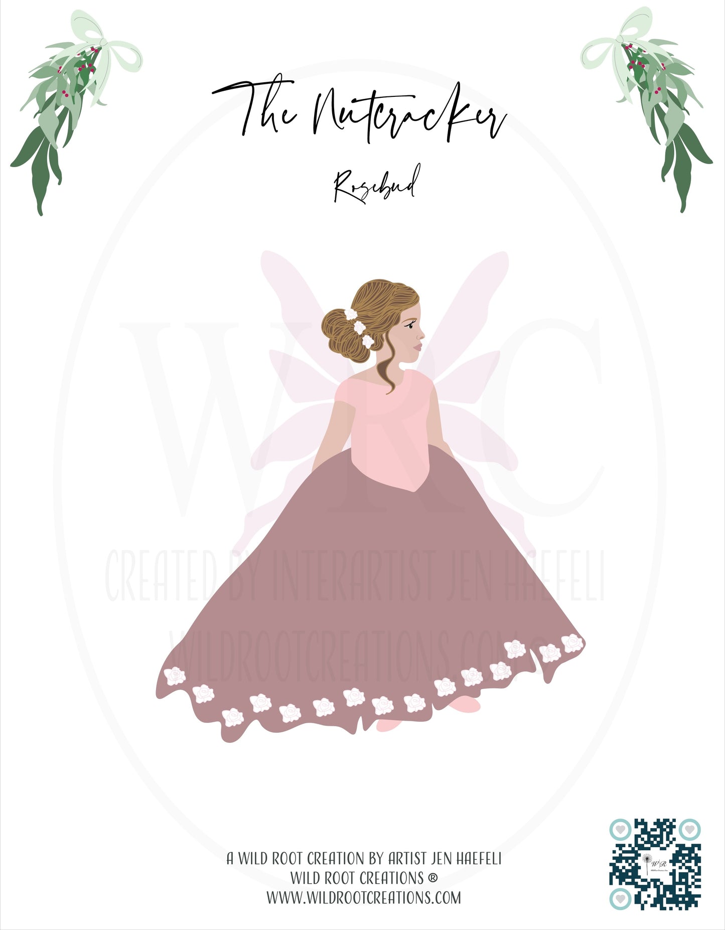 The Pink Rosebud from the Wild Root Creations Nutcracker Paper Doll Series