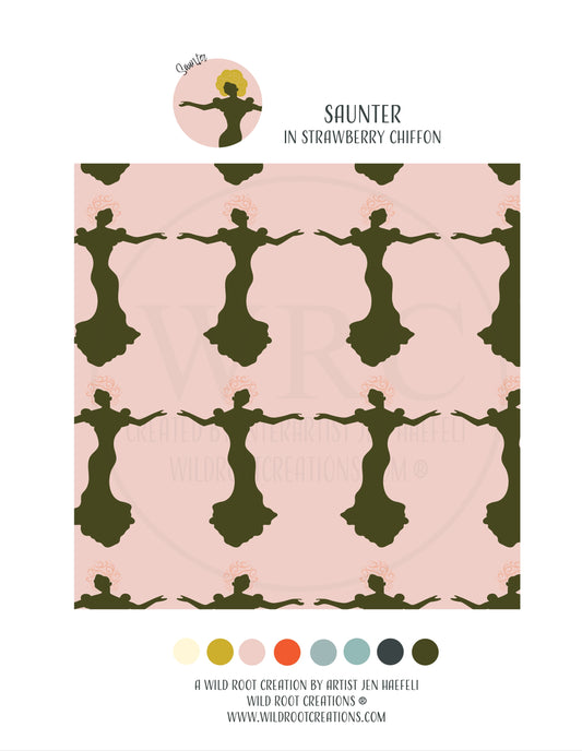 Saunter: Saunter in Strawberry Chiffon Repeat Pattern