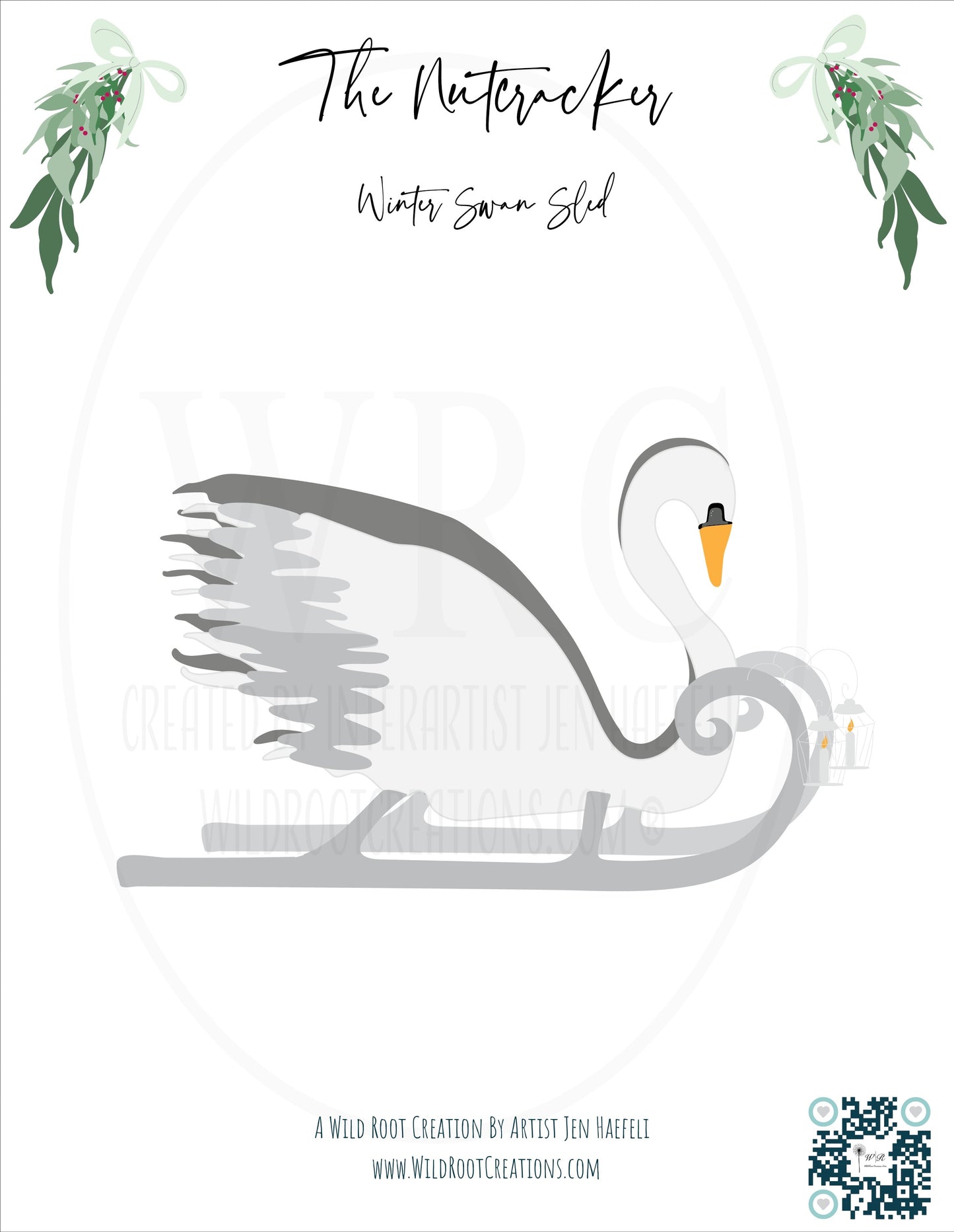 The Swan Sled from the Wild Root Creations Nutcracker Paper Doll Series