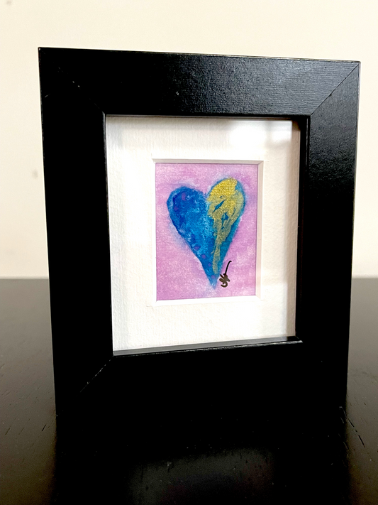 Framed Mini "Little Love" Heart Painting #2 (Black Frame)