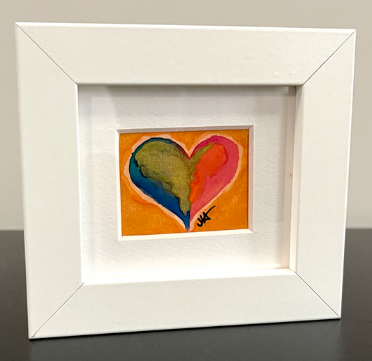 Framed Mini "Little Love" Heart Painting (White Frame, Horizontal) #2