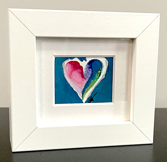 Framed Mini "Little Love" Heart Painting (White Frame, Horizontal) #3